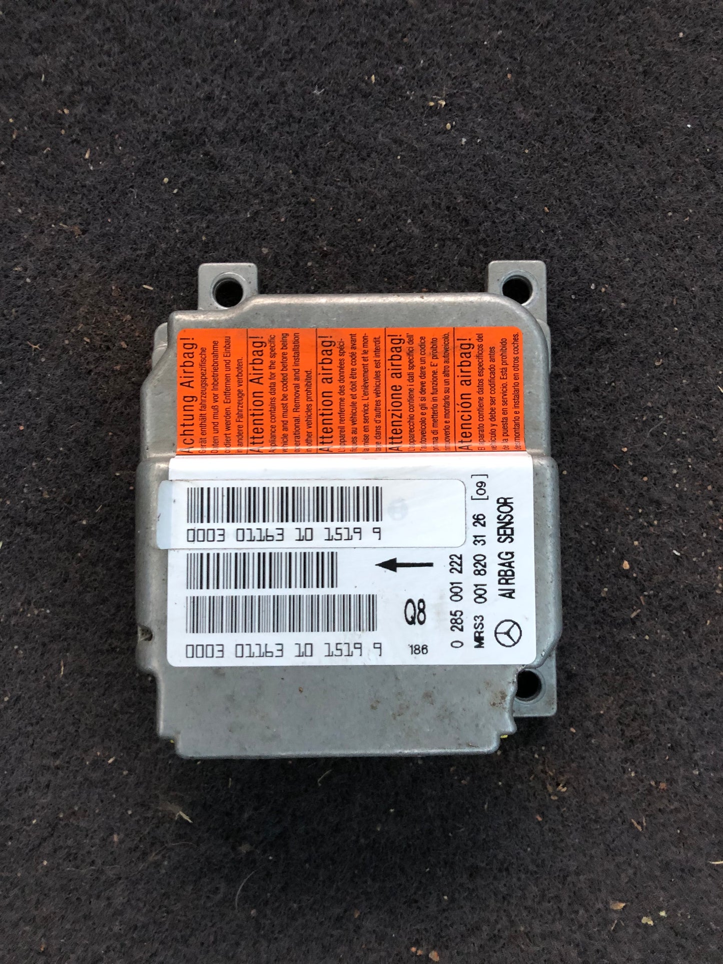 MERCEDES BENZ A CLASS 168 AIRBAG MODULE CONTROL UNIT 0018203126