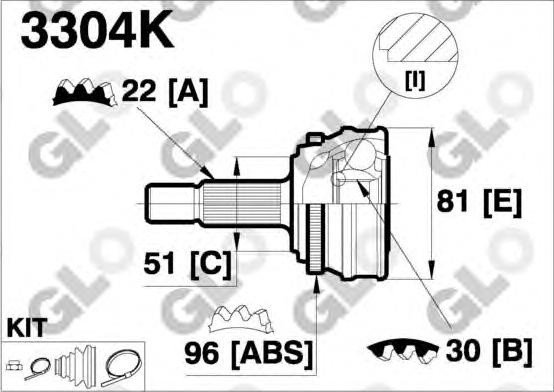 CV joint outer 3304K (GLO)