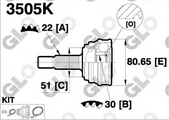 CV joint outer 3505K (GLO)