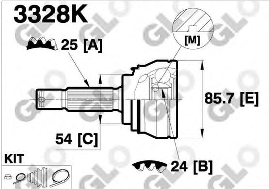 CV joint outer 3328K (GLO)