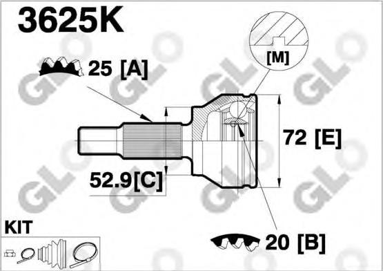 CV joint outer 3625K (GLO)