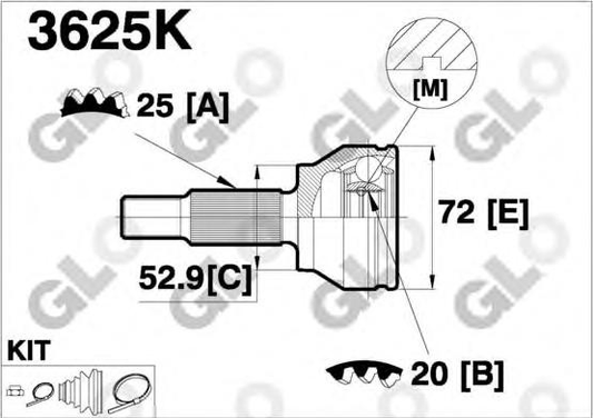 CV joint outer 3625K (GLO)