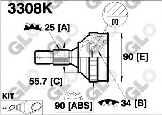 CV joint outer 3309K (GLO)