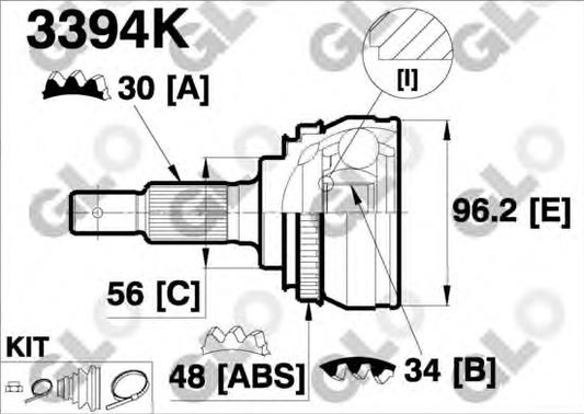 CV joint outer 3394K (GLO)