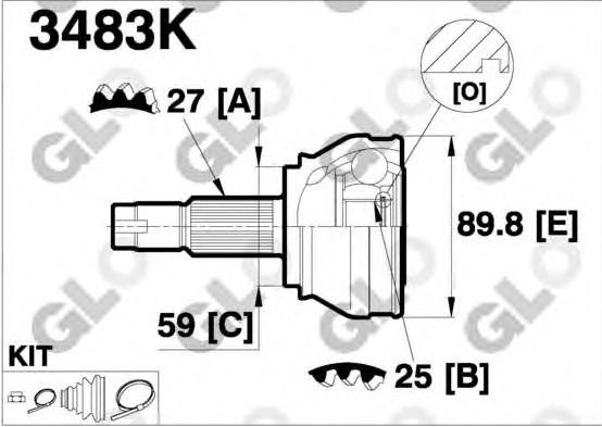 CV joint outer 3483K (GLO)