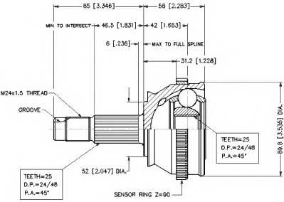 CV joint outer 3671K (GLO)