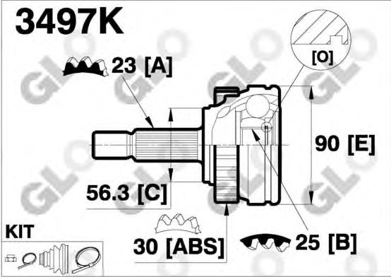 CV joint outer 3497K (GLO)