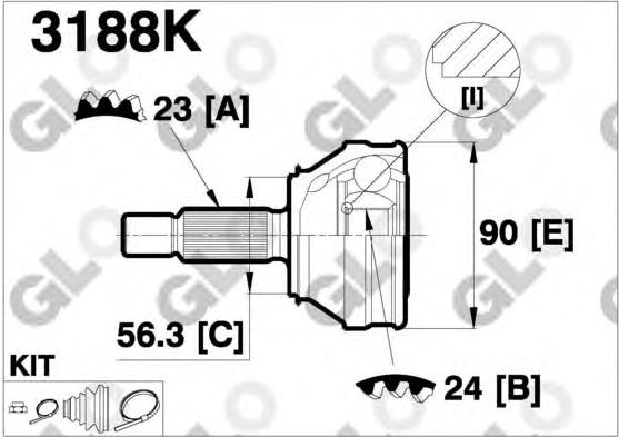 CV joint outer 3188K (GLO)