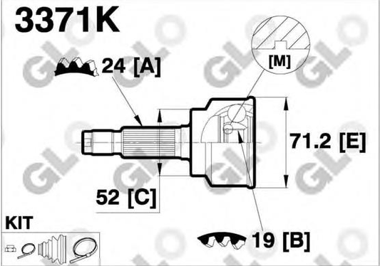 CV joint outer 3371K. (GLO)