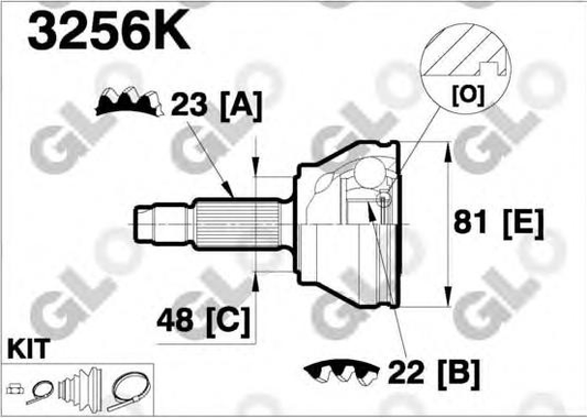 CV joint outer 3256K (GLO)