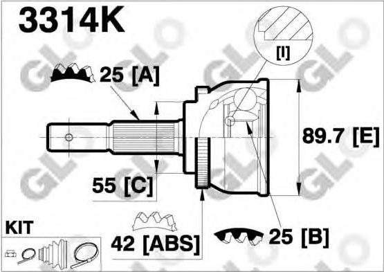 CV joint outer 3314K (GLO)