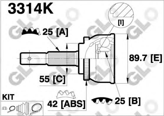 CV joint outer 3314K (GLO)