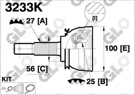 CV joint outer 3233K (GLO)