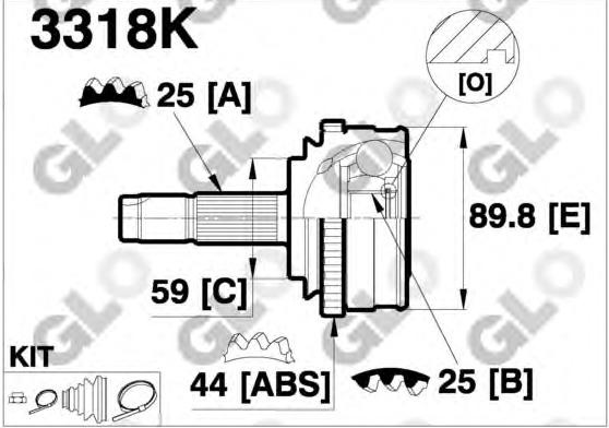 CV joint outer 3318K (GLO)