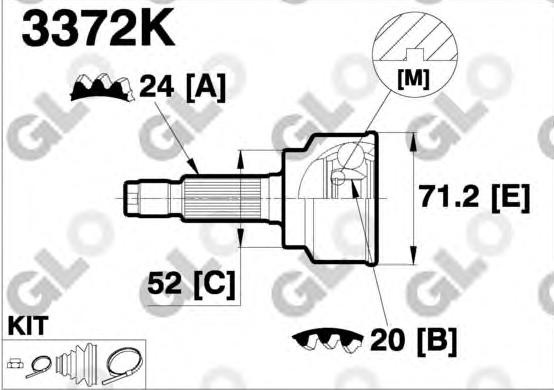 CV joint outer 3372K. (GLO)