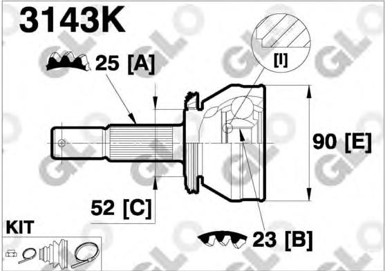 CV joint outer 3143K (GLO)