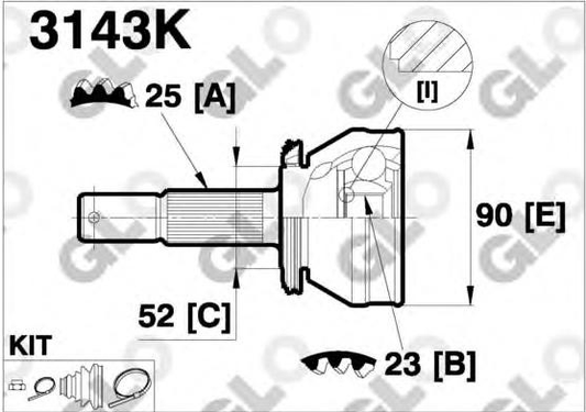 CV joint outer 3143K (GLO)