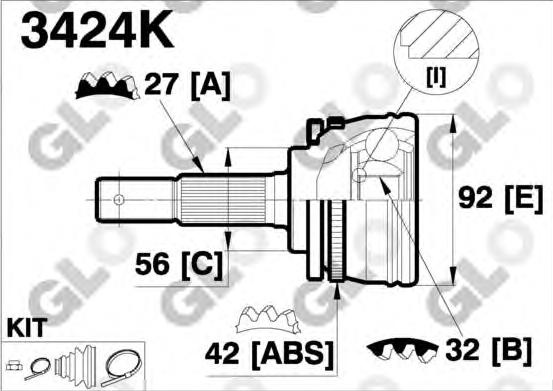 CV joint outer 3424K (GLO)