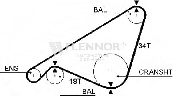 Engine Timing Belt 40458X14 (FLENNOR)