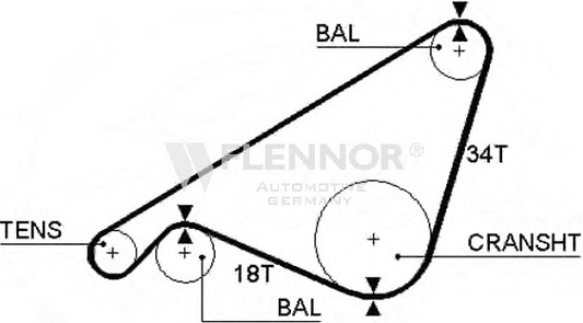 Engine Timing Belt 40458X14 (FLENNOR)