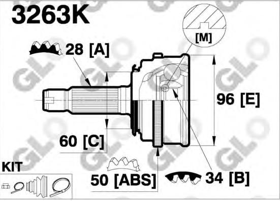 CV joint outer 3263K (GLO)