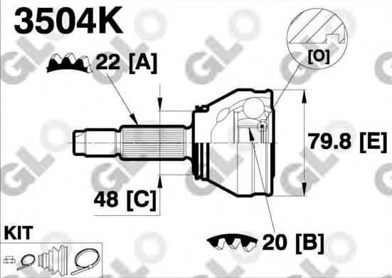 CV joint outer 3504K (GLO)