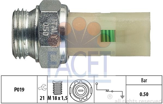 Sensor oil pressure light 7.0075 (FACET)