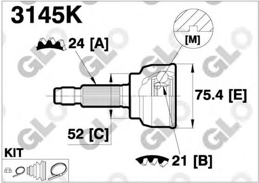 CV joint outer 3145K (GLO)