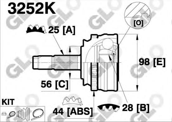 CV joint outer 3252K (GLO)