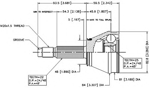 CV joint outer 3012K (GLO)