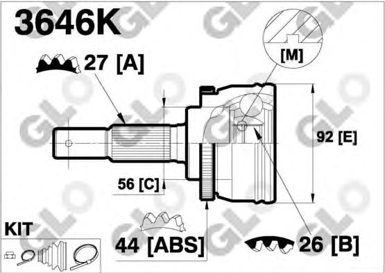 CV joint outer 3646K (GLO)