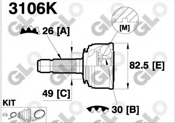 CV joint outer 3106K (GLO)