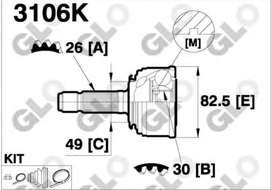 CV joint outer 3106K (GLO)