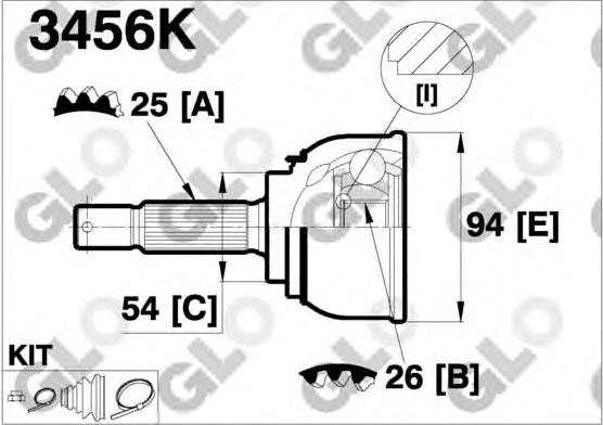 CV joint outer 3456K (GLO)