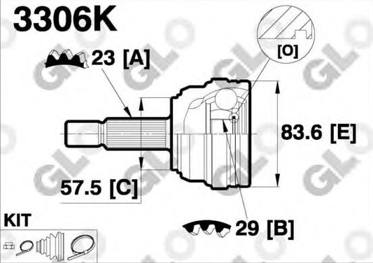 CV joint outer 3306K (GLO)