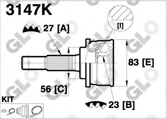 CV joint outer 3147K (GLO)