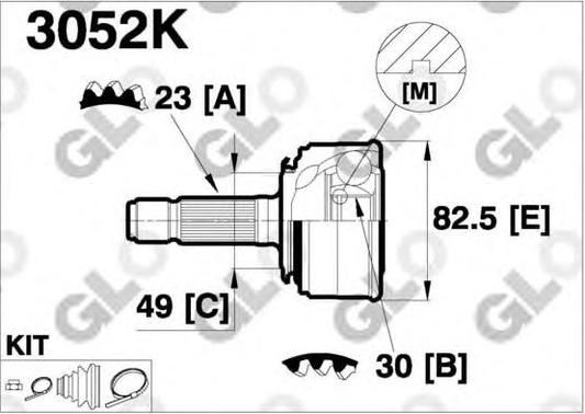 CV joint outer 3052K (GLO)