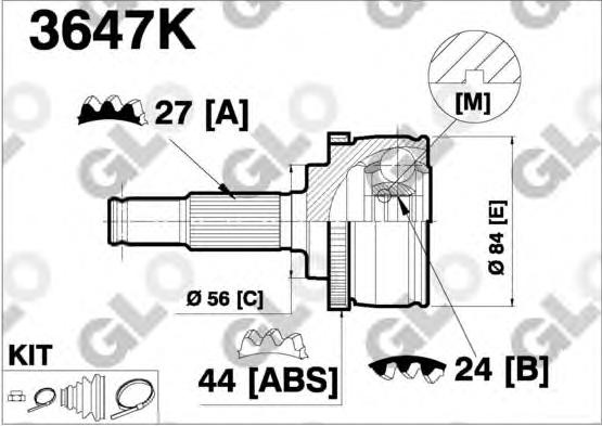 CV joint outer 3647K (GLO)