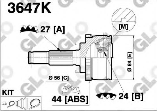 CV joint outer 3647K (GLO)