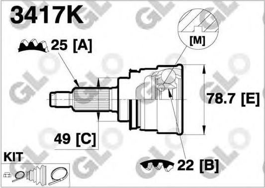 CV joint outer 3417K (GLO)