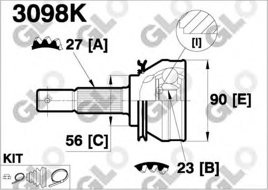 CV joint outer 3098K (GLO)