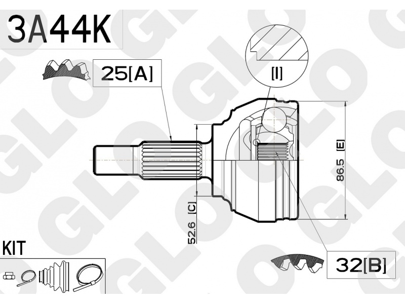 CV joint outer 3A44K (GLO)