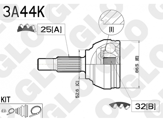 CV joint outer 3A44K (GLO)