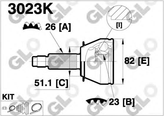 CV joint outer 3023K (GLO)