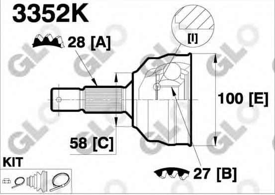 CV joint outer 3352K (GLO)