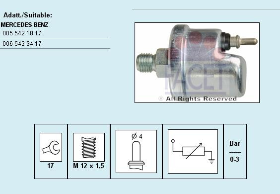 Sensor oil pressure indicator 7.0630 (FACET)