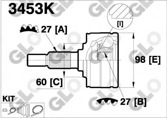 CV joint outer 3453K (GLO)