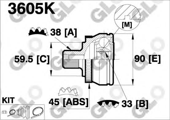 CV joint outer 3605K (GLO)