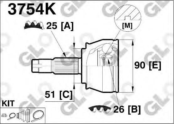 CV joint outer 3754K (GLO)