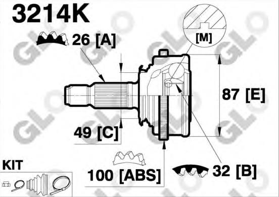 CV joint outer 3214K (GLO)